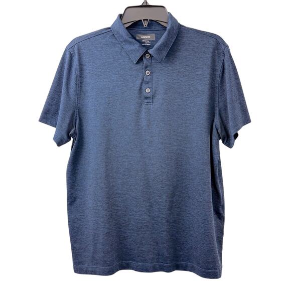 Alfani Stretch Blue Polo Shirt Classic Versatile Wardrobe Staple Marled Knit - Picture 15 of 15